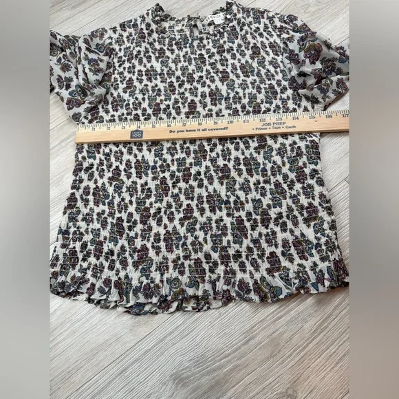 Veronica Beard Kali Floral Print Smocked Top Blouse Size 4